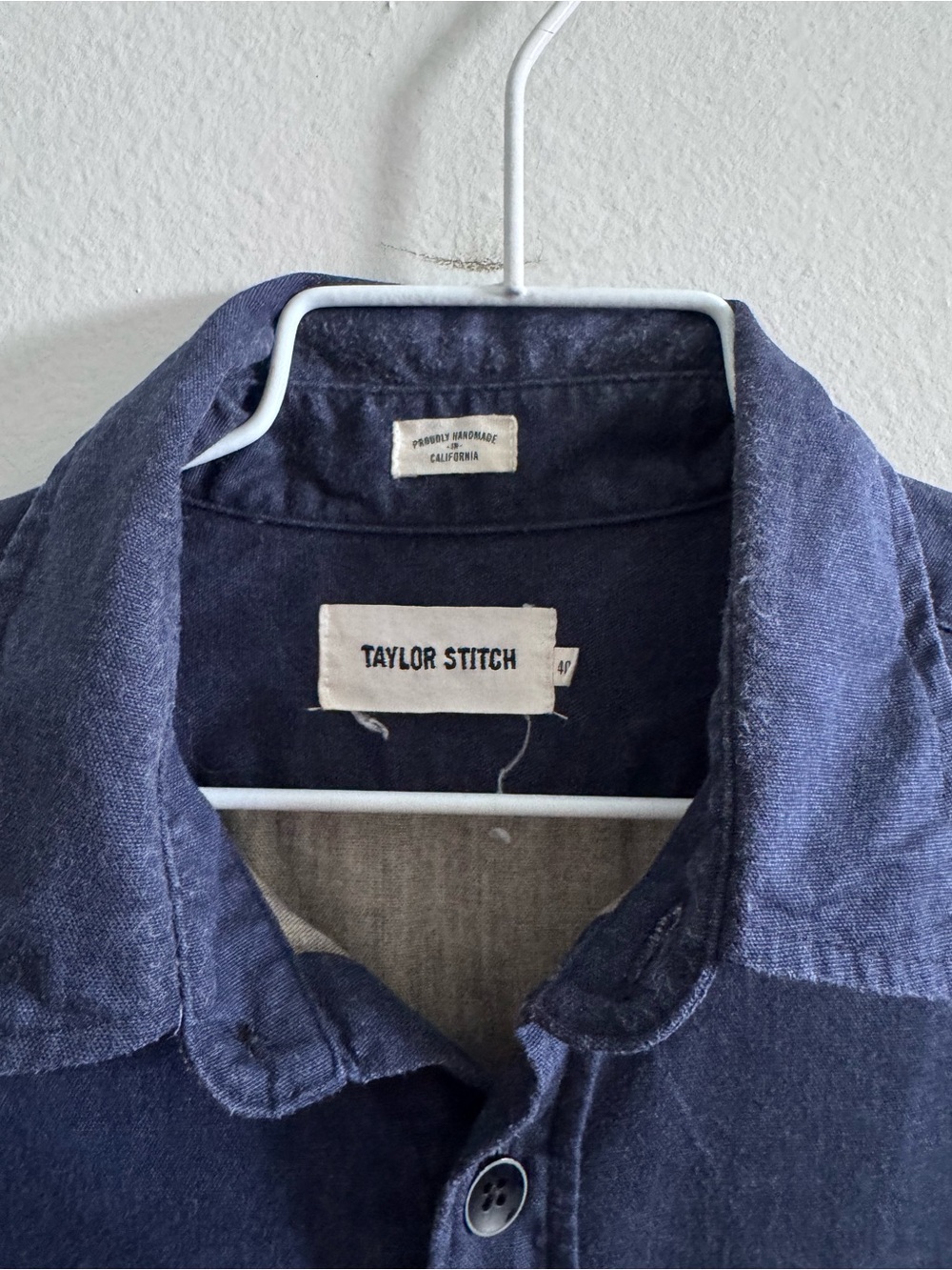 Taylor Stitch Indigo Button Down Shirt Size 40 - Picture 3 of 14